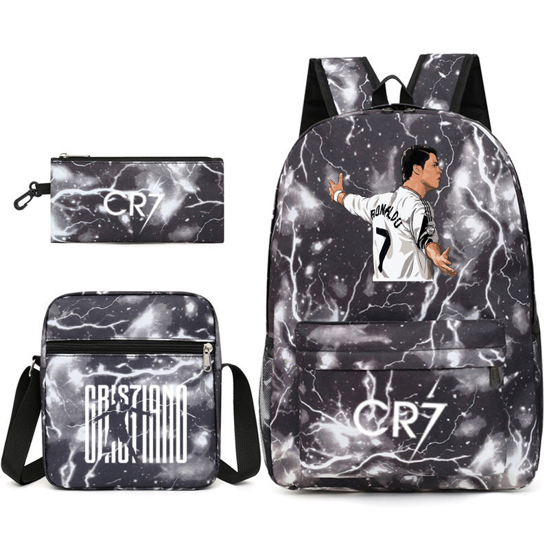 Football Luo Peripheral Printed Three-piece Set Backpacks