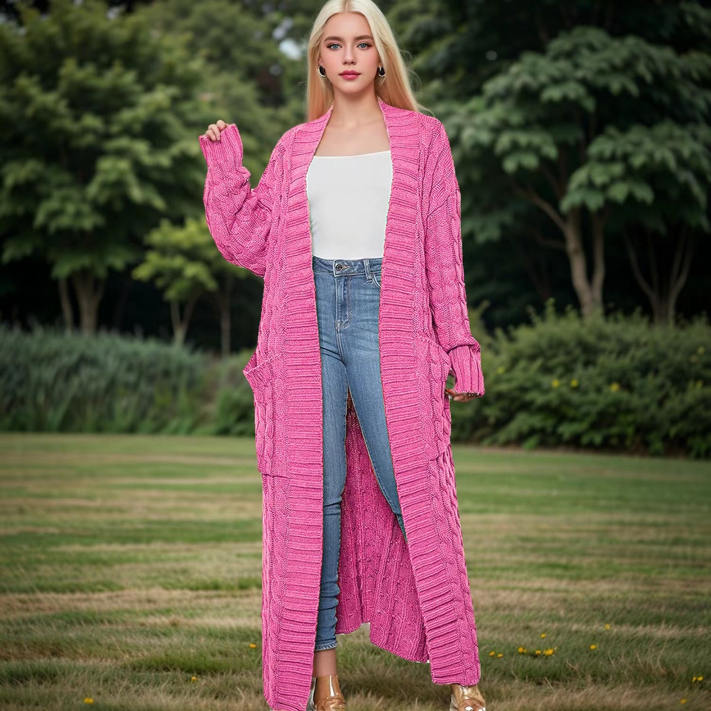 Women's Twist Pocket Fashion Sexy Casual Long Sweaters