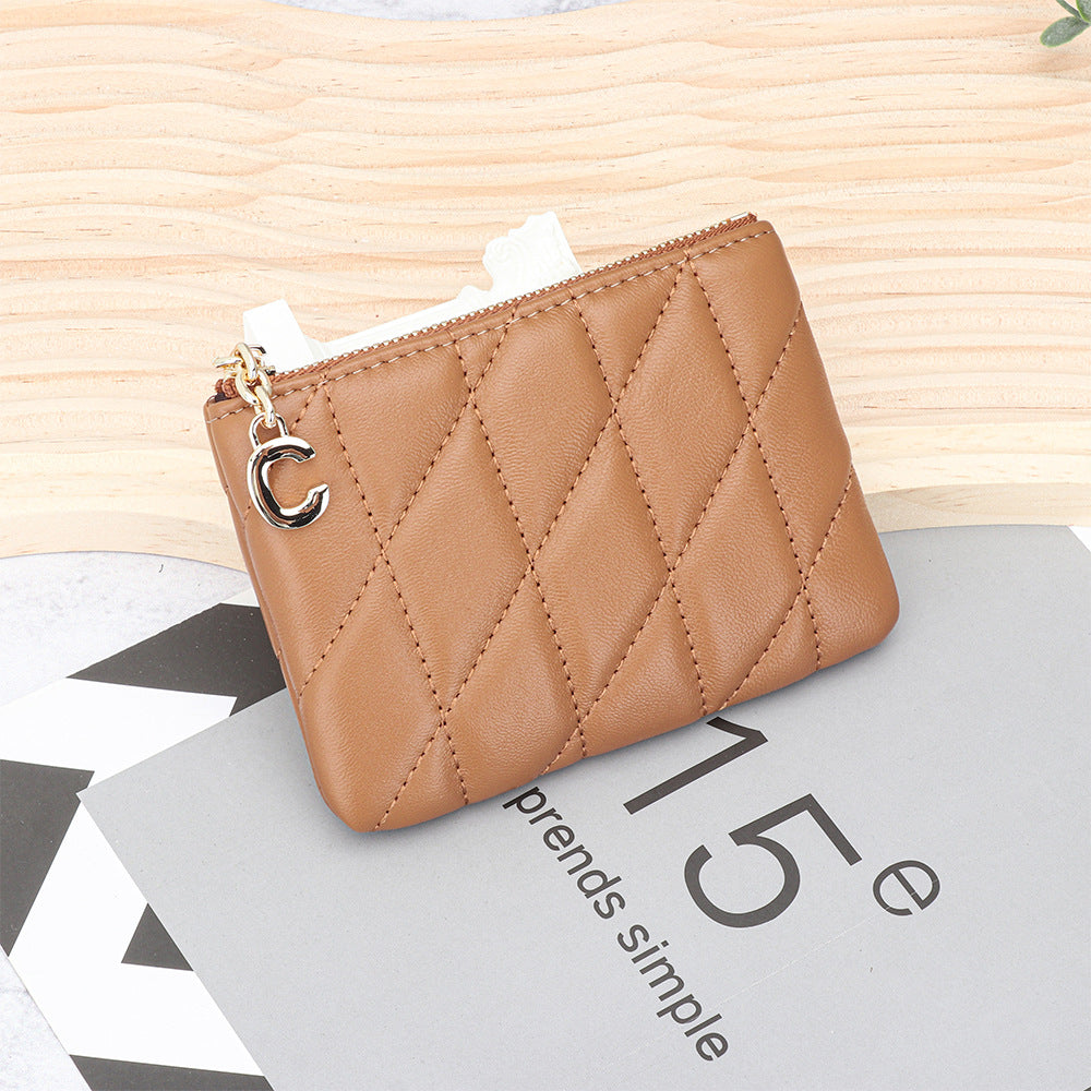 Women's Fashion Thin Section Zipper Leather Embroidered Ladies Wallet