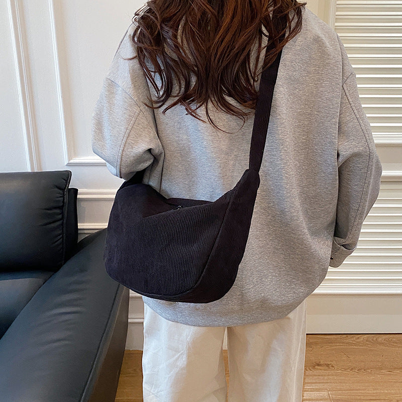 Trendy Female Corduroy Class Large Capacity Shoulder Bags