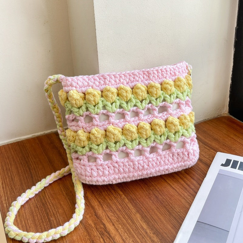 Tulip Hand-woven Material Homemade Summer Dopamine Bags