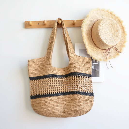 Women's Straw Simple Woven Large Capacity Hollow Shoulder Bags