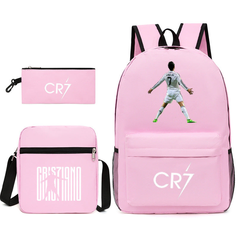 Football Luo Peripheral Printed Three-piece Set Backpacks