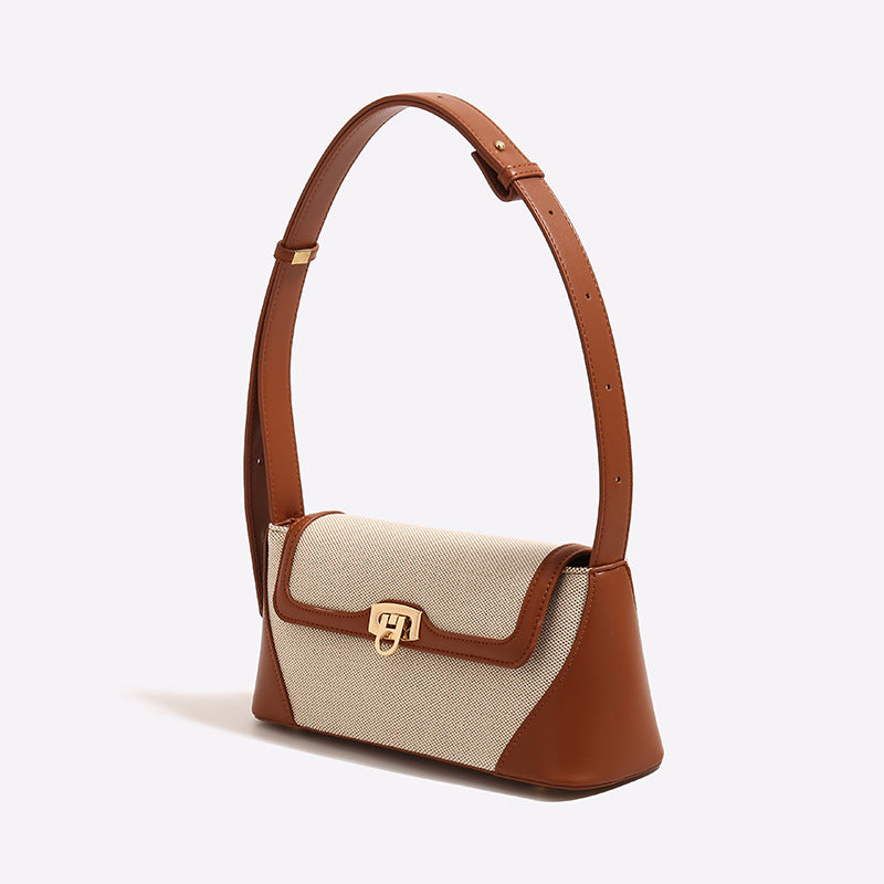 Women's French Style Summer Contrast Color Underarm Retro Hand Carrying Baguette Bags