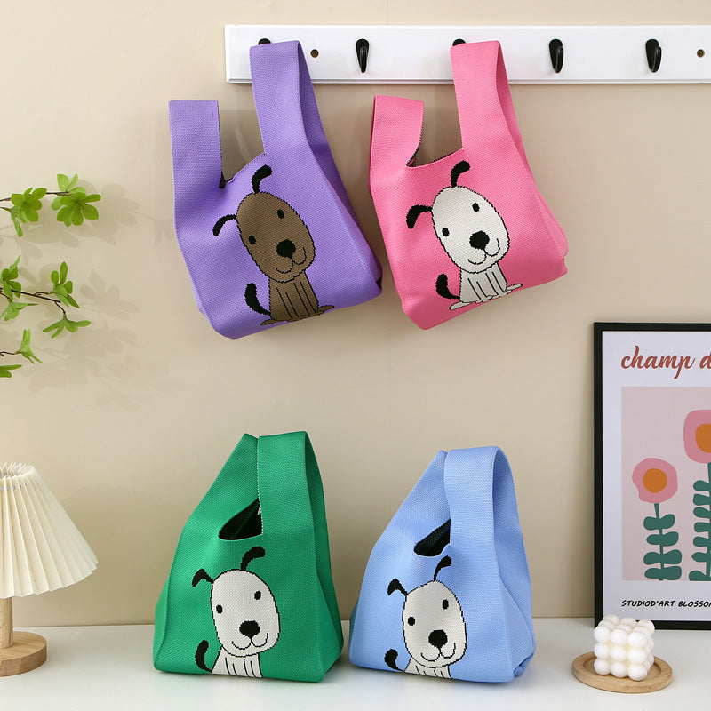 Women's Cartoon Puppy Knitted Vest Hand Gift Bags