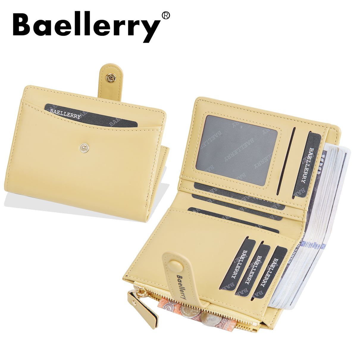 Women's High-grade Macaron Color Short Large Capacity Two-fold Purses