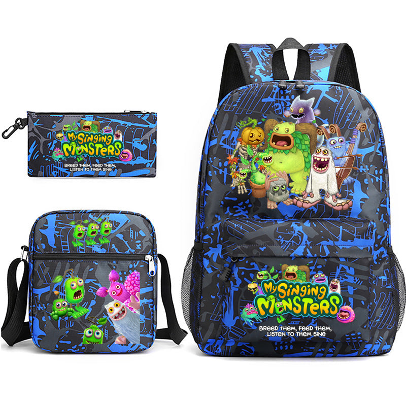 Game Monster Concert Pencil Three-piece Set Backpacks