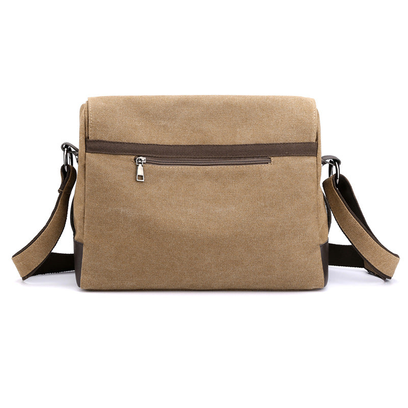 Men's Large Capacity Simple Retro Canvas Horizontal Men's Shoulder Bags