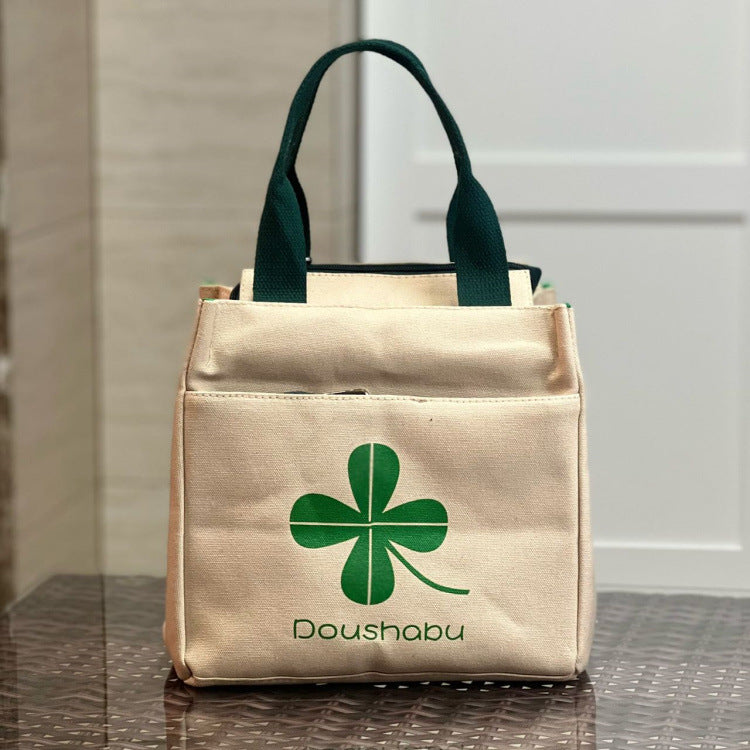 Women's Korean Style Widen Thicken Canvas Lunch Box Women's Handbag