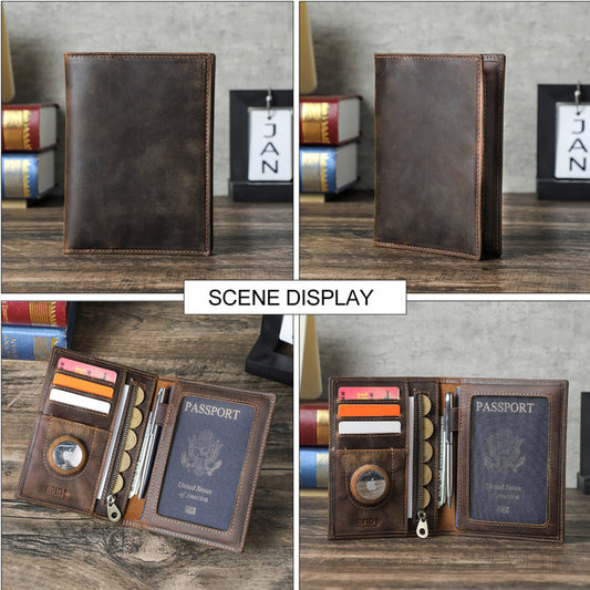 Angel Retro Crazy Horse Leather Swiping Men's Wallets