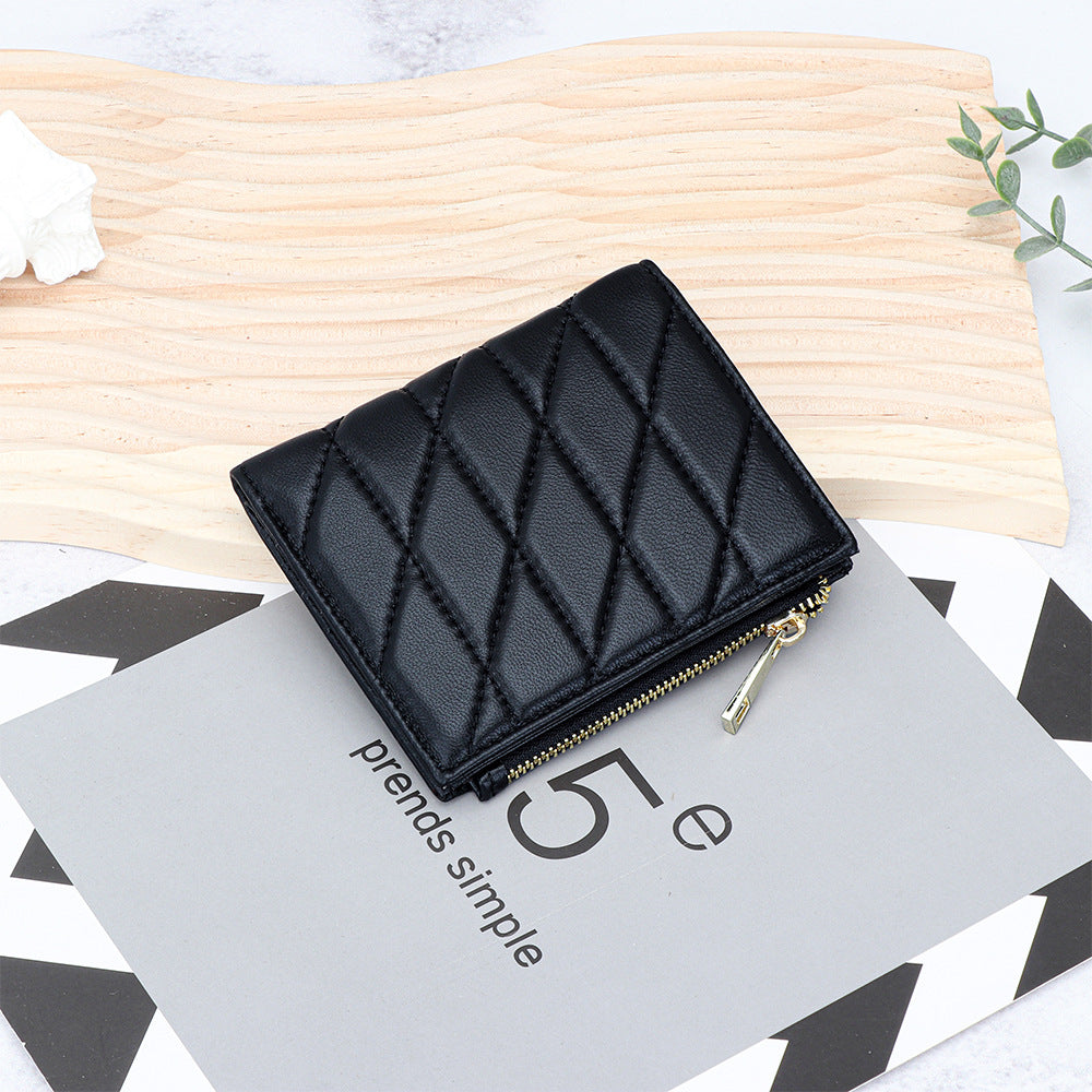 Women's Sheepskin Multiple Slots Fold Genuine Leather Ladies Wallet