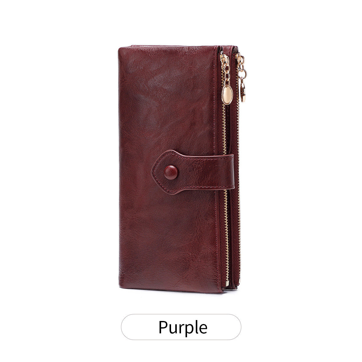 Women's Double Fold Long Simple Large Capacity Zip Multifunctional Buckle