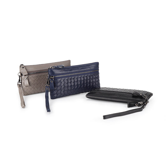 Women's & Men's Woven Long Zipper Clutch Large Capacity Ladies Wallets