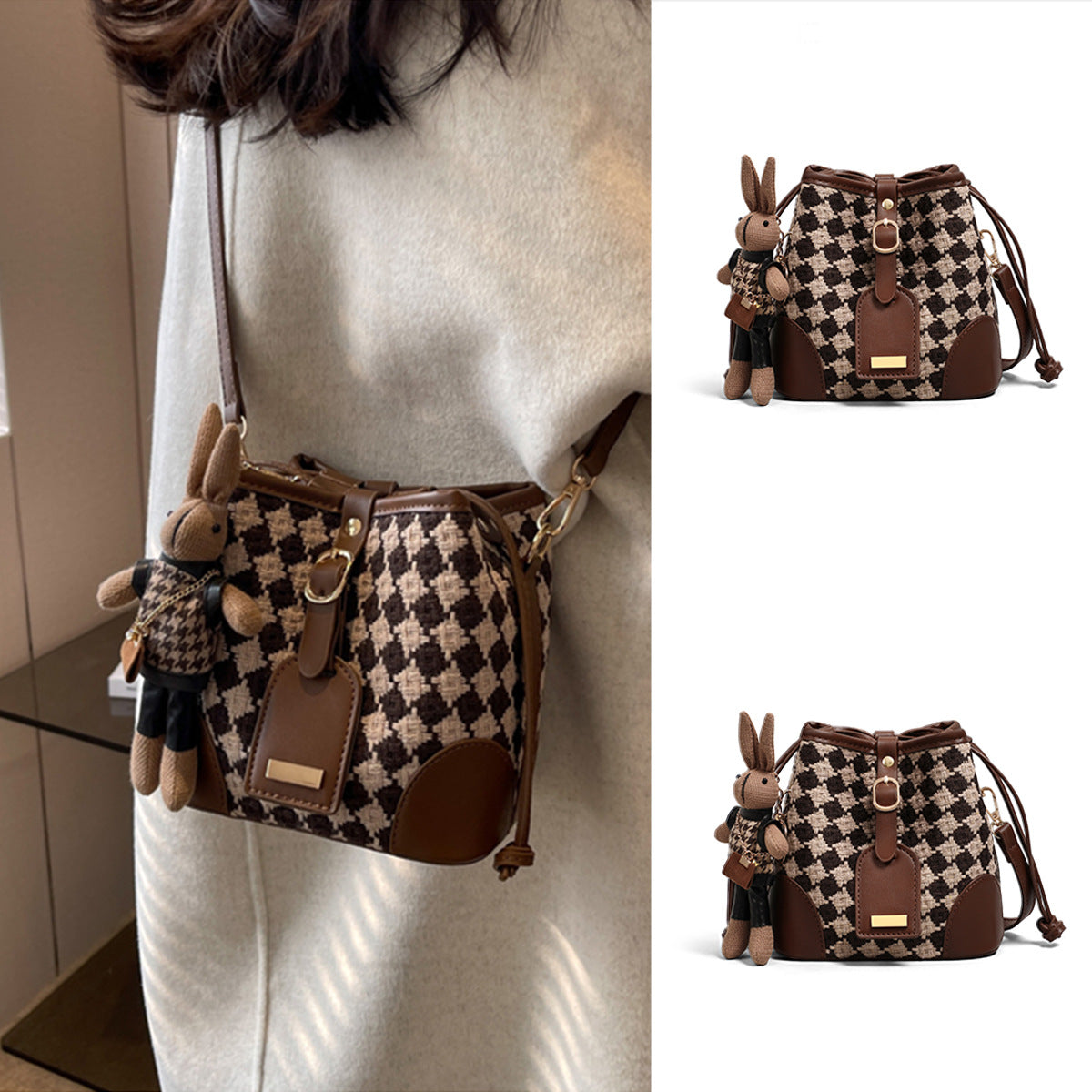 Women's Fashion High-grade Diamond Plaid Commuter Bags