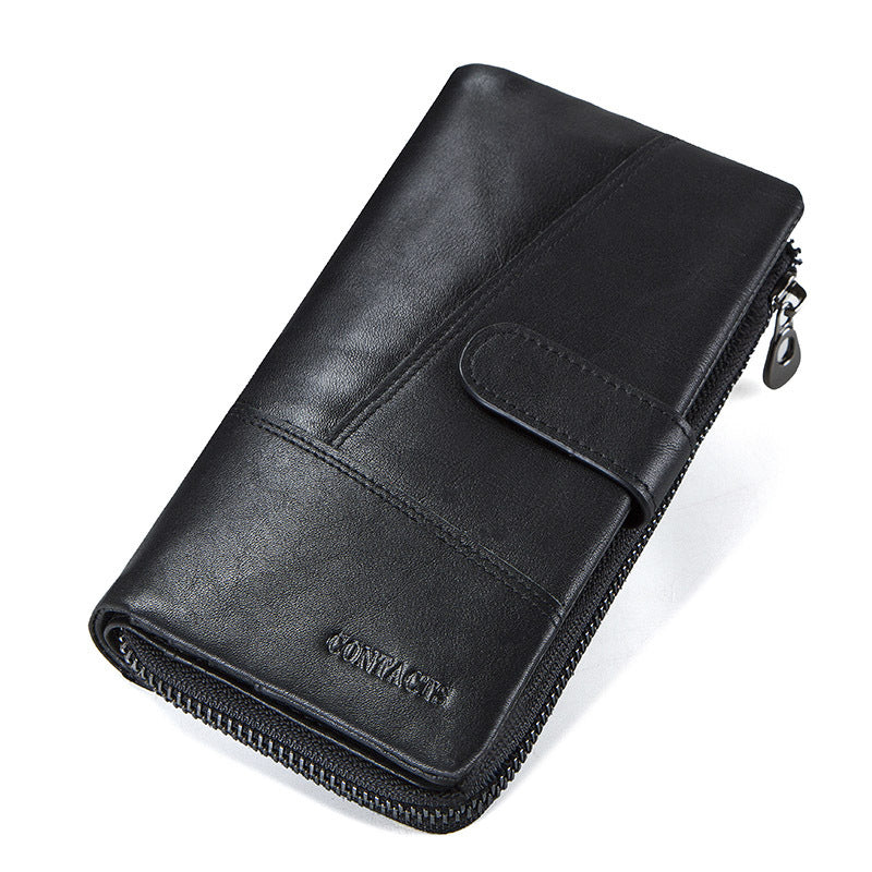 Men's Black Angel First Layer Cowhide Long Men's Wallet