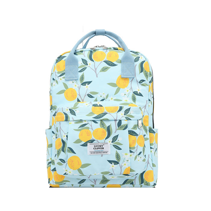 Men's Waterproof Floral Print Fresh Computer Schoolgirl Backpacks