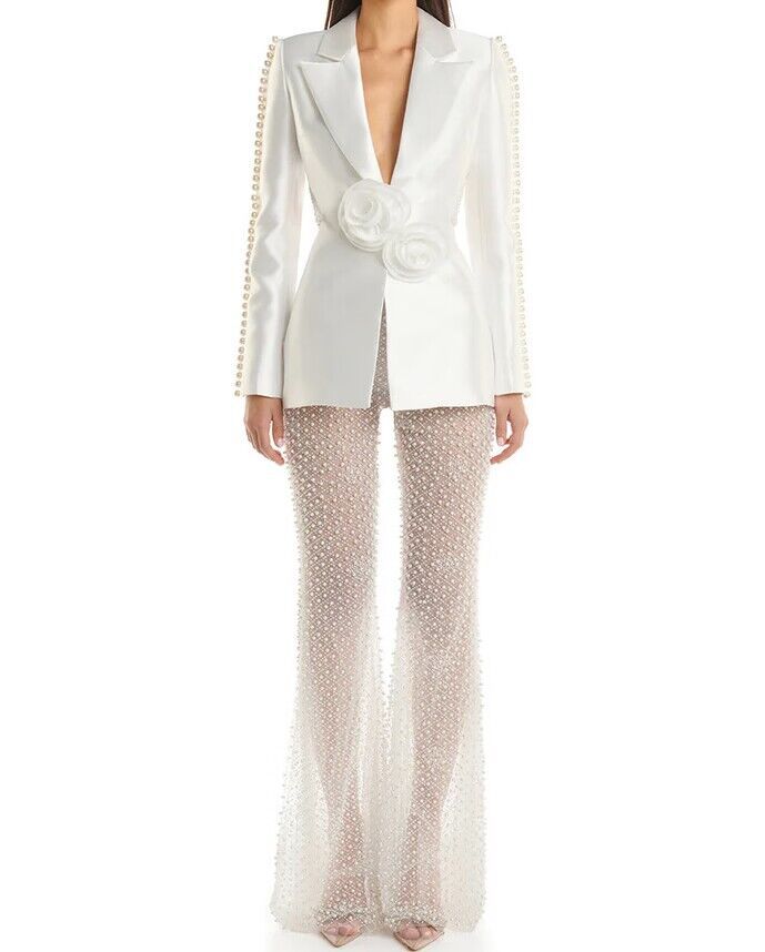 Hollow Beading Three-dimensional Flower Pearl Sequin Suits