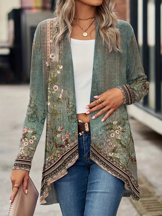 Women's Autumn Long Sleeve Plant Flower Print Blouses