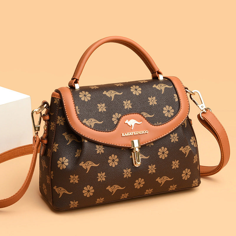 Classy Women's Fashion Color Contrast Printed Shoulder Bags