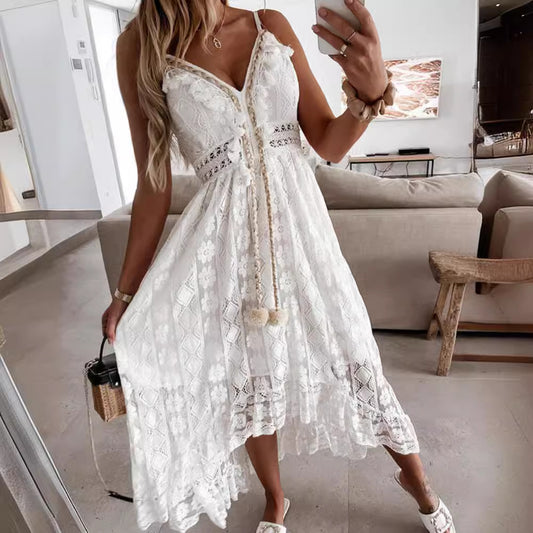 Casual Lace Long Patchwork Sling Dress Dresses