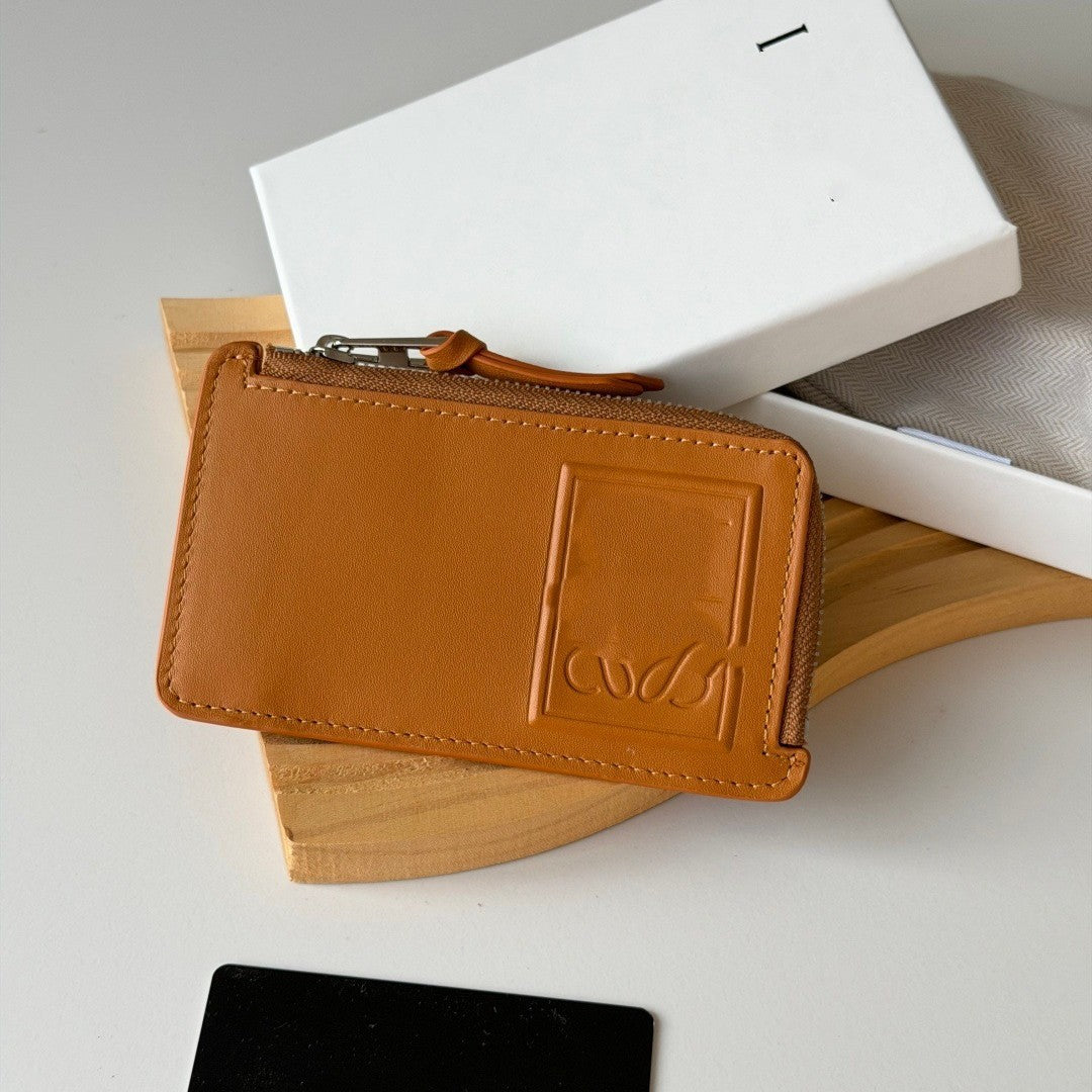 Men's Solid Color Embossed Short Zipper Clamp Ladies Wallet