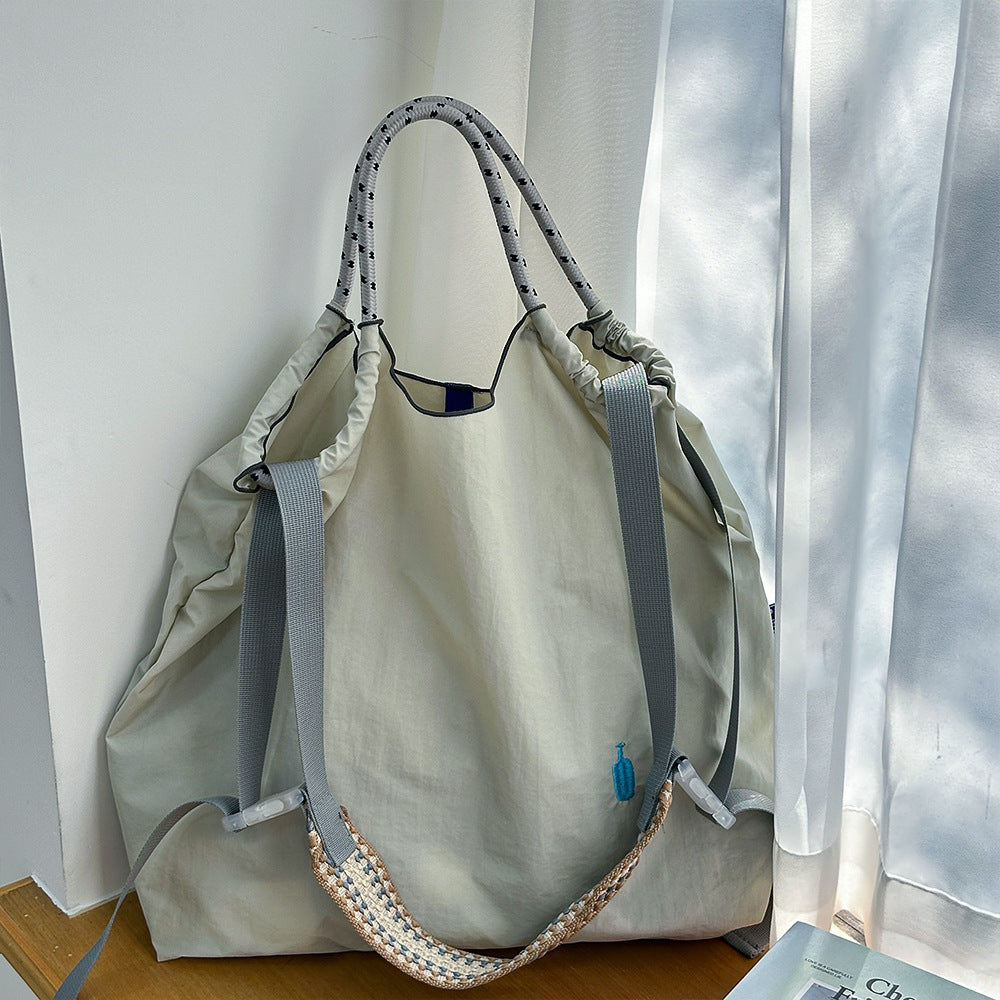 Nylon Needle Embroidered Fashion Commuter Large Capacity College Women's Shoulder Bag