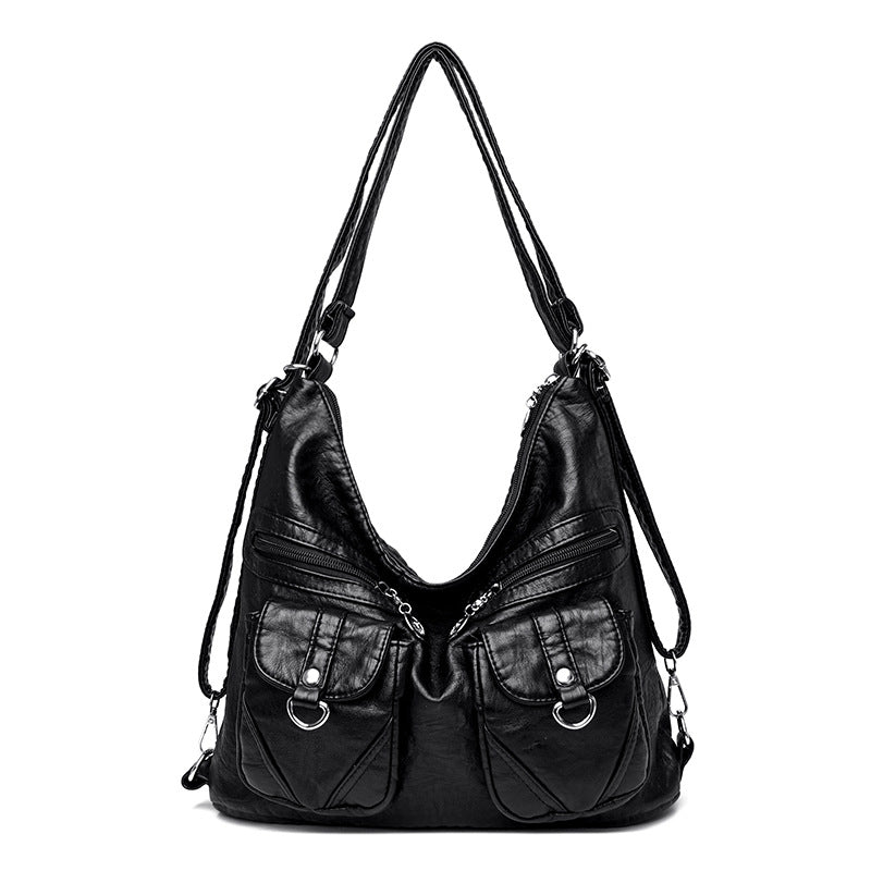 Women's Cow Wax Leather Deformation Single Motorcycle Crossbody Bags