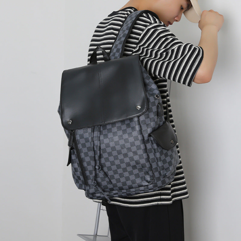 Men's Plaid Fashionable Business Large Capacity Computer Backpacks