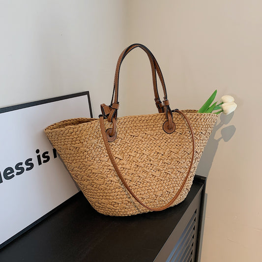 Women's Straw Summer Seaside Beach Portable Large Shoulder Bags