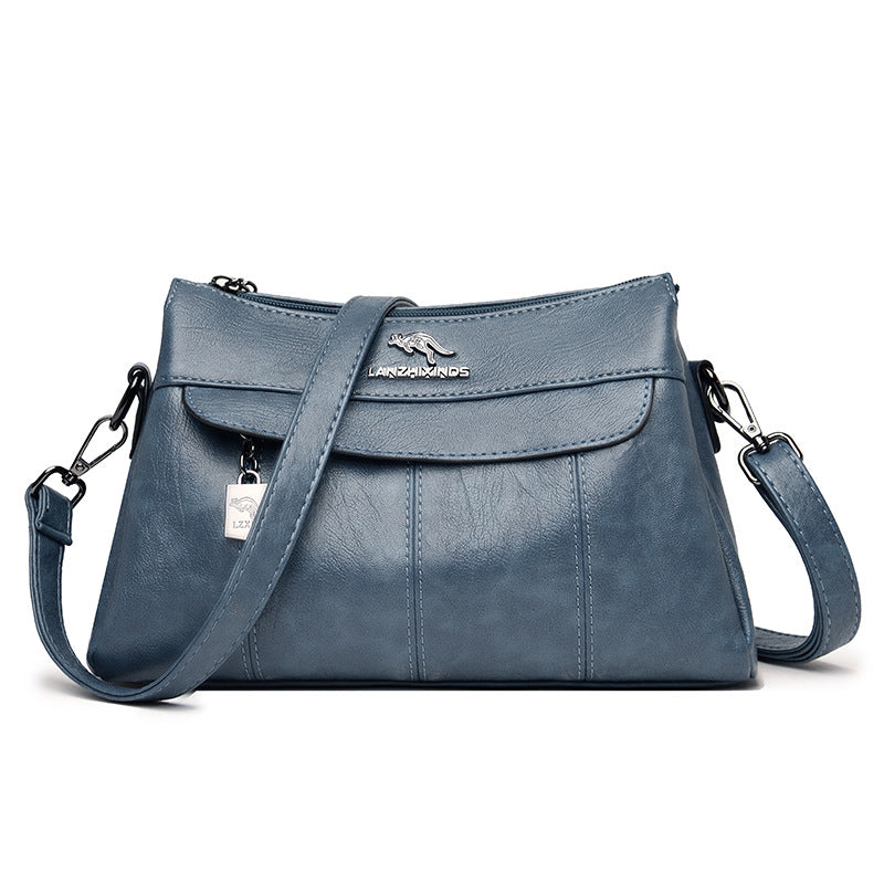 Women's Fashion Solid Color Soft Leather Large Shoulder Bags