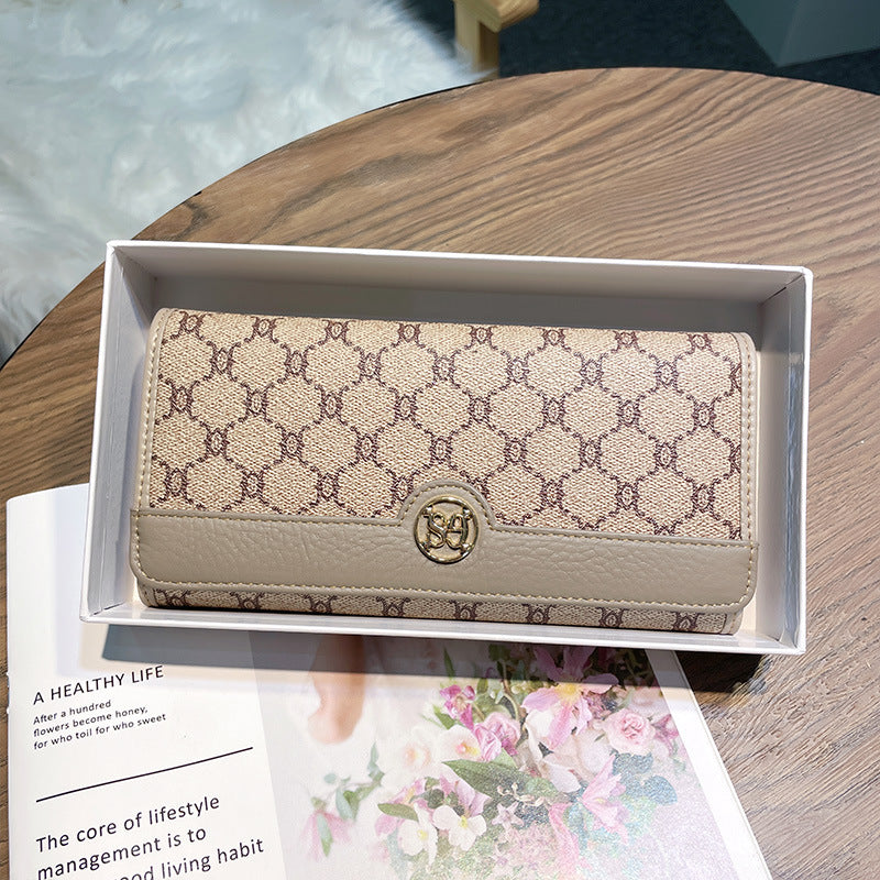 Women's Fashion Long Two Fold Genuine Leather Ladies Wallets