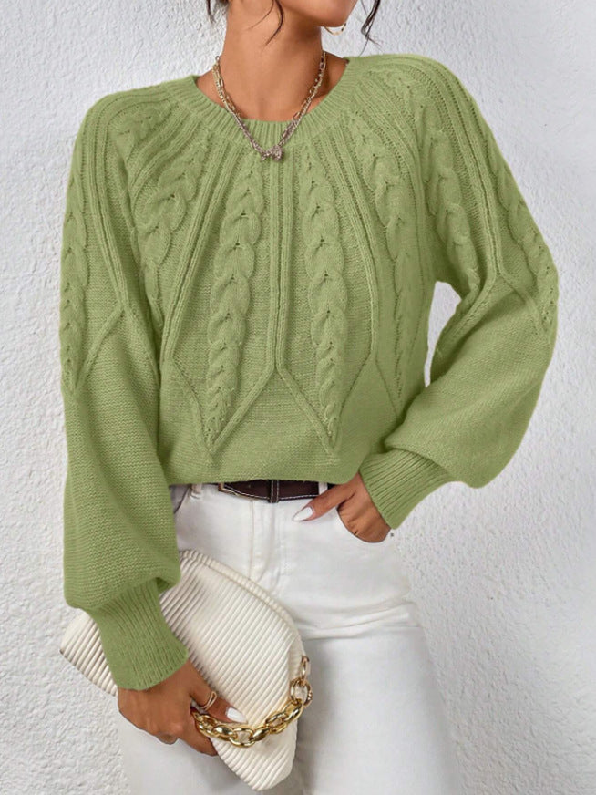 Women's Pullover Round Neck Knitted Long Sleeve Sweaters