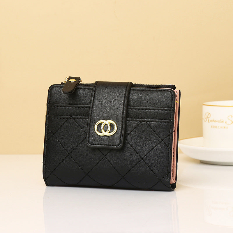 Women's Classic Style Embroidery Thread Short Ladies Wallet