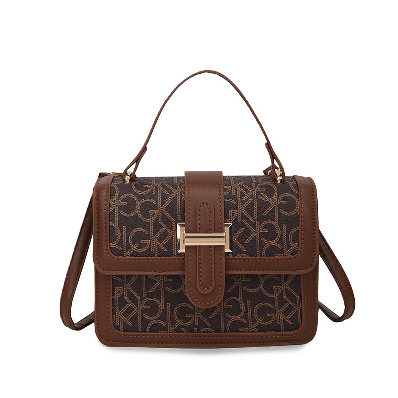 Women's Trendy Patchwork Personalized Printed Letters Retro Women's Shoulder Bag