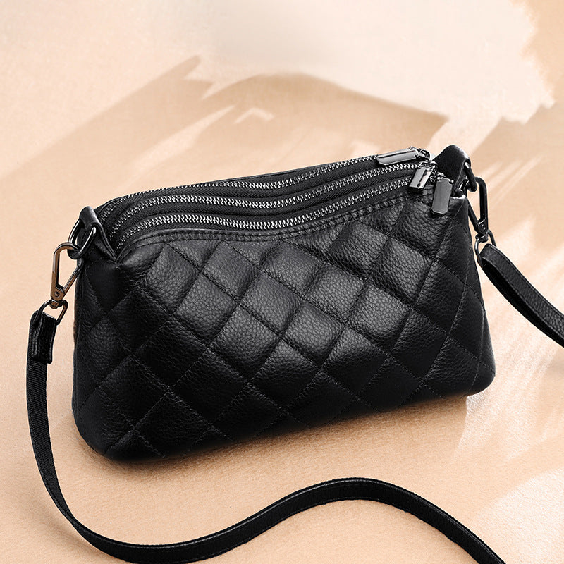 Women's Genuine Leather Rhombus Simple Soft Solid Shoulder Bags