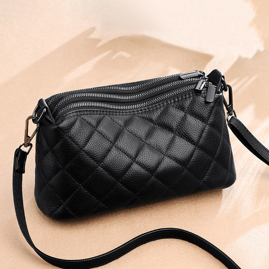 Women's Genuine Leather Rhombus Simple Soft Solid Shoulder Bags