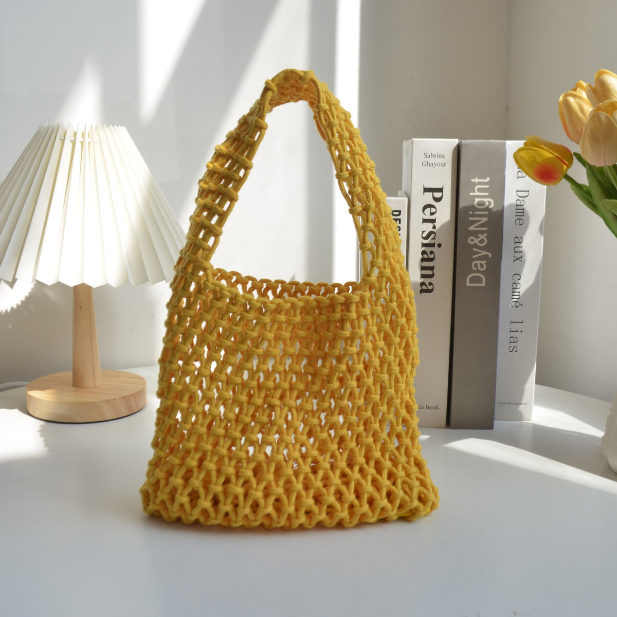 Handmade Woven Cotton String Hollow Style Fresh Bags