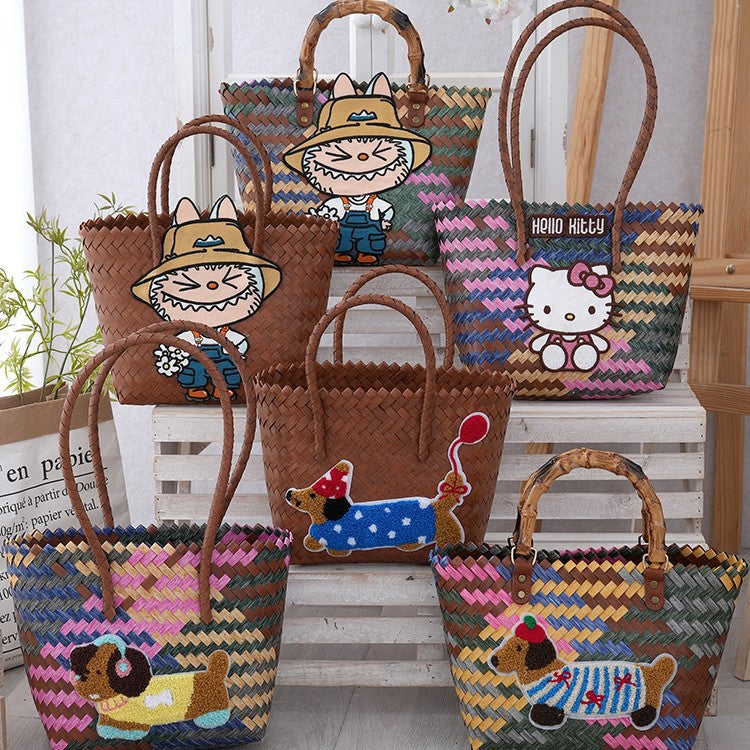 Women's Curtain Cloth Large Capacity Woven Gift Bags