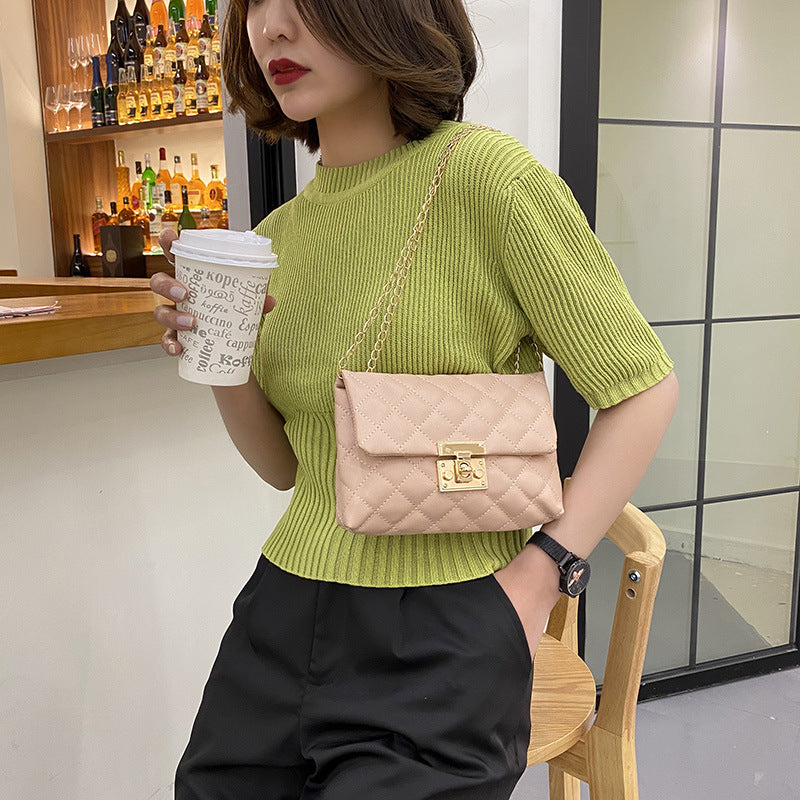 Graceful Beautiful Simple Embroidered Rhombus Chain Women's Messenger Bag
