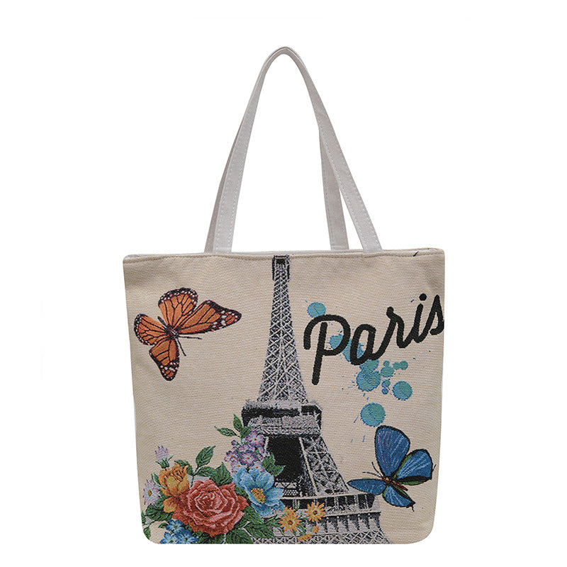 Women's Canvas Ethnic Style Beach Fashion Large Women's Shoulder Bag