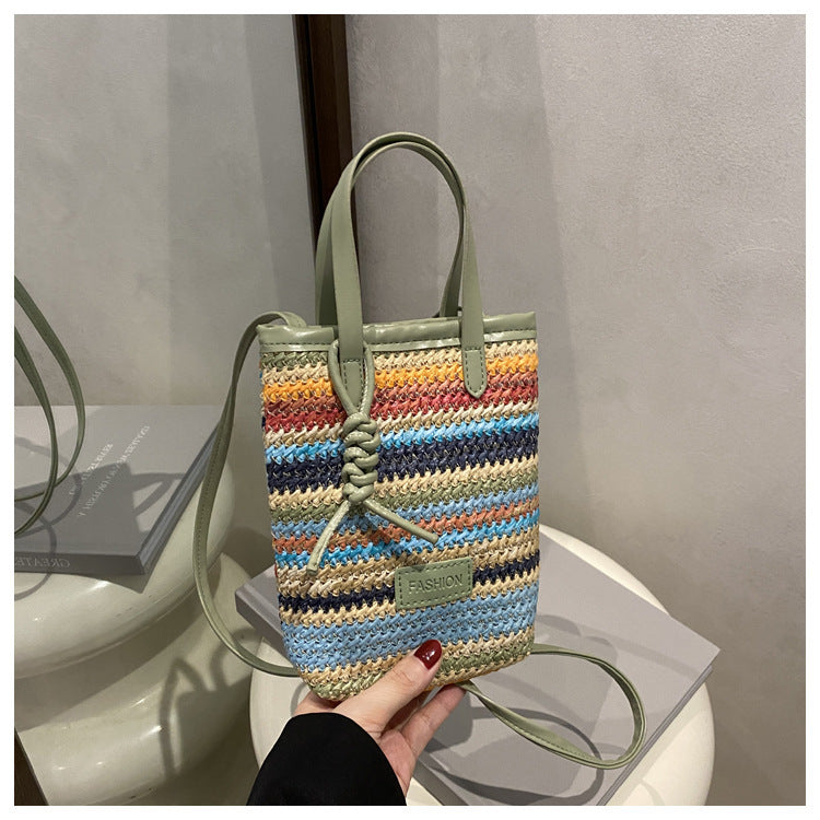 Women's Straw Woven Trendy Unique Fashionable Stylish Color Small Square Bags