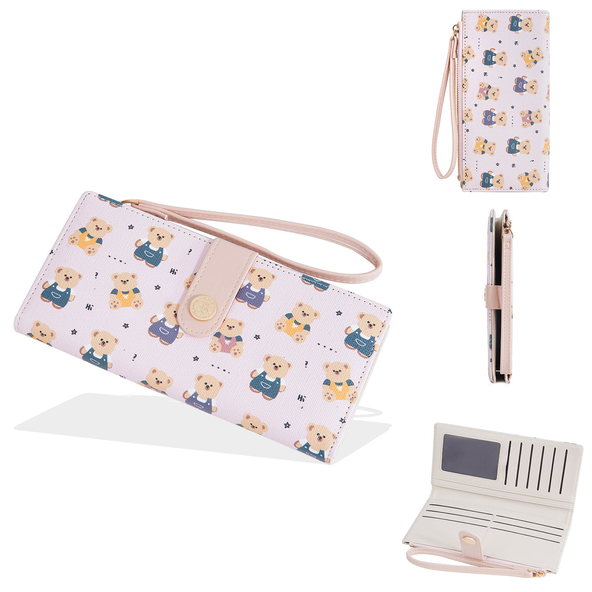 Women's Korean Cute Bear Multi Slots Thin Ladies Wallet