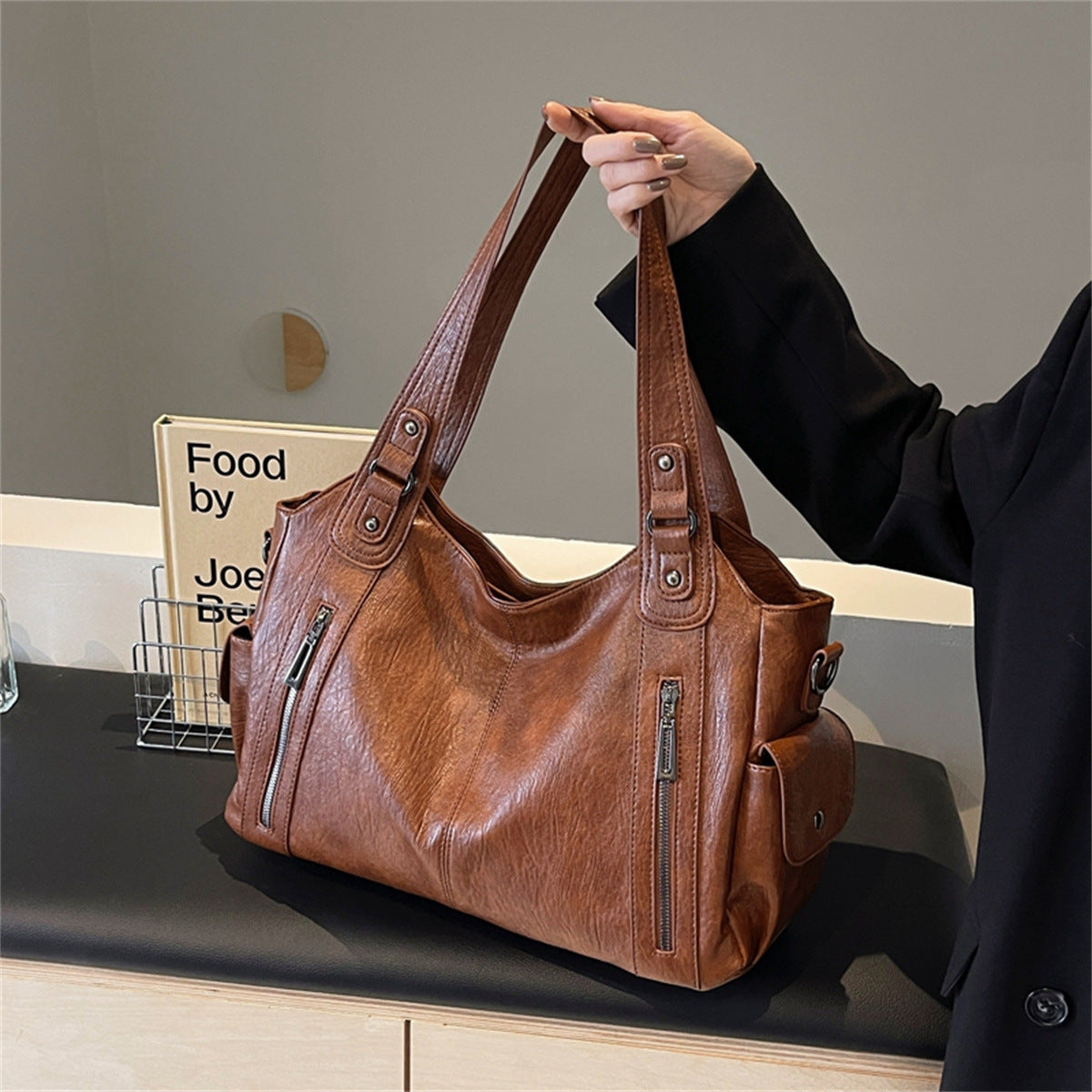 Women's Leather Soft Large Capacity Totes Commuter Tote Bags