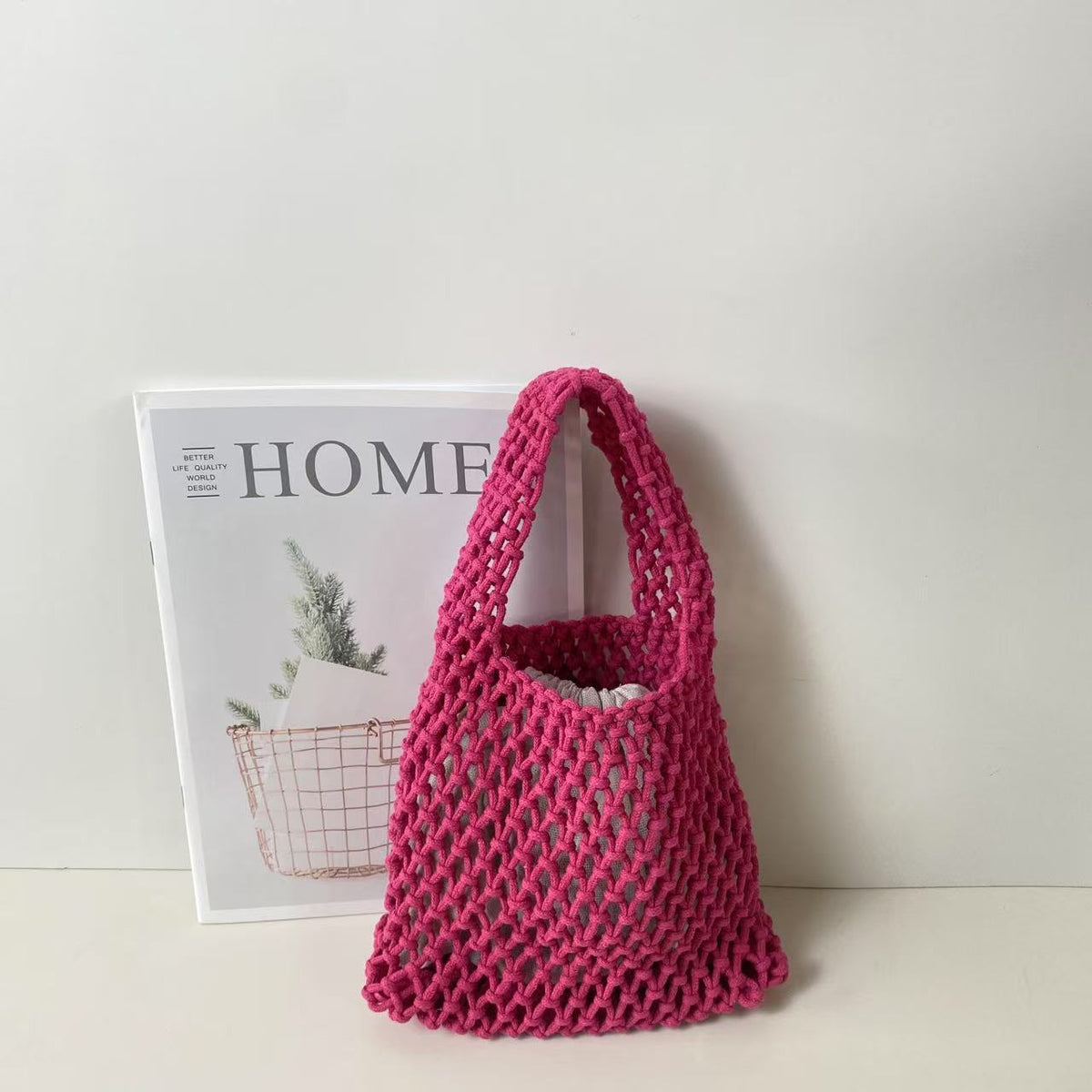 Color Straw Mini Korean Wrist Woven Classic Style Women's Handbag