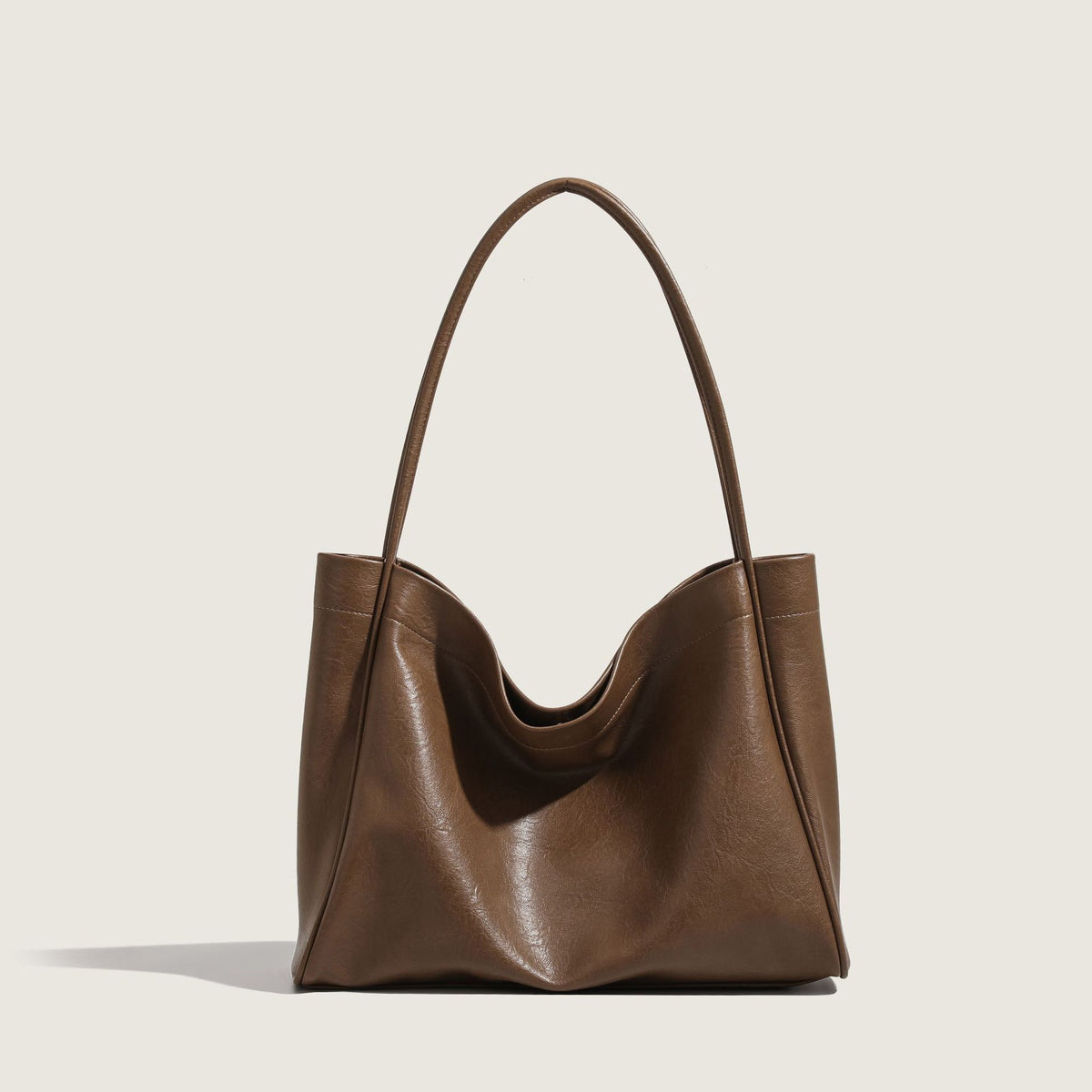 Women's Brown Son Mother Soft Leather Simple Large Capacity Shoulder Bags