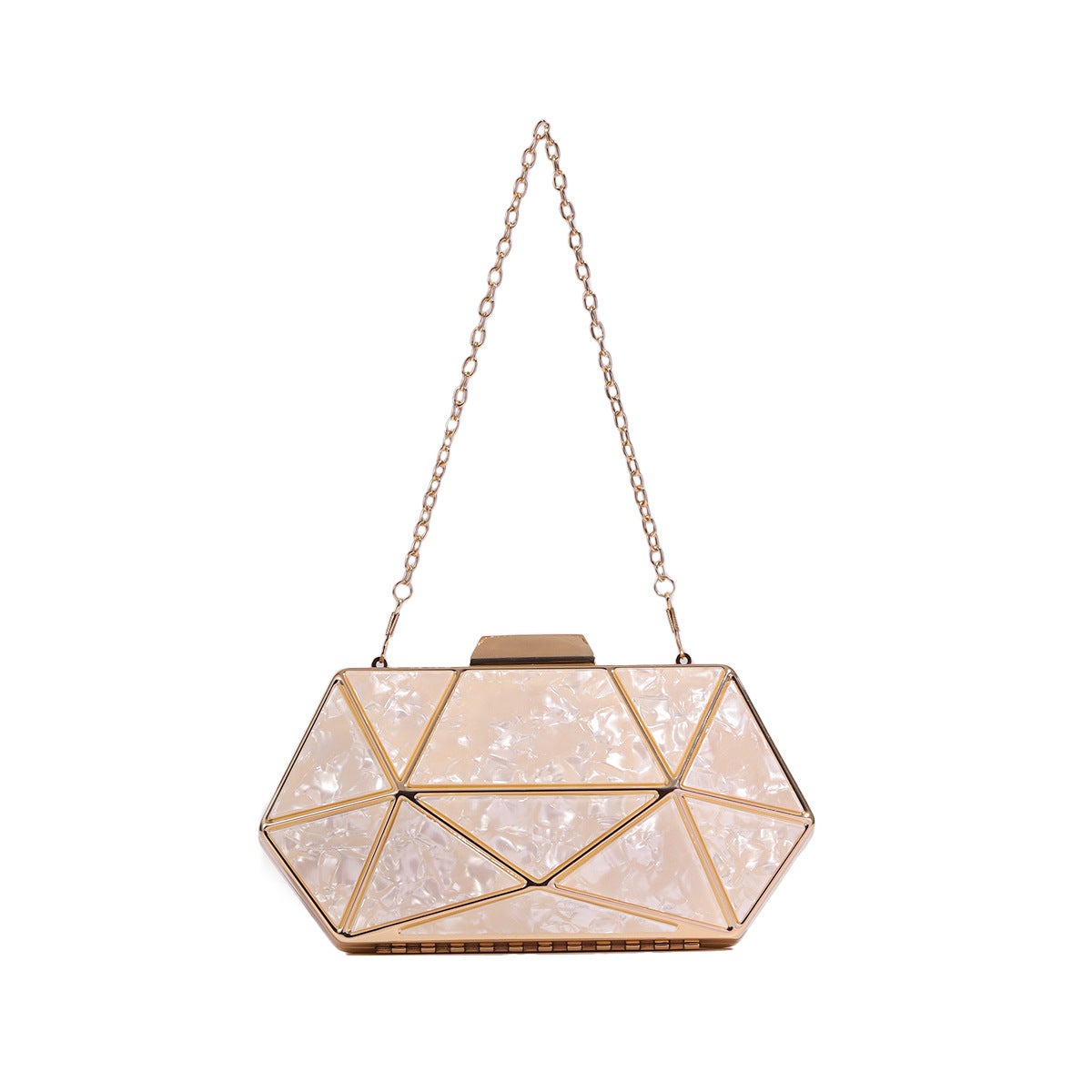 Women's Acrylic Metal Rhombus Elegant Chain Hand Evening Bags