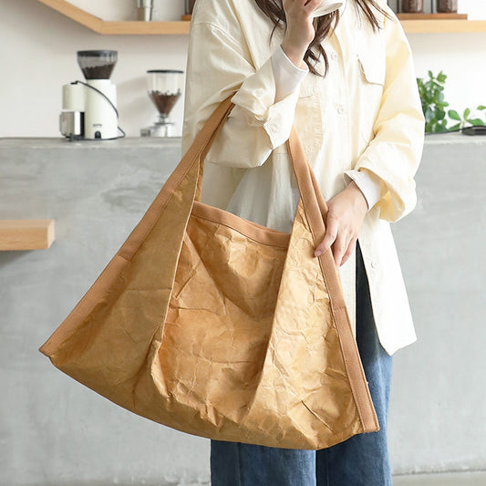 Women's Korean Style Retro Fashion Pleated Kraft Shoulder Bags