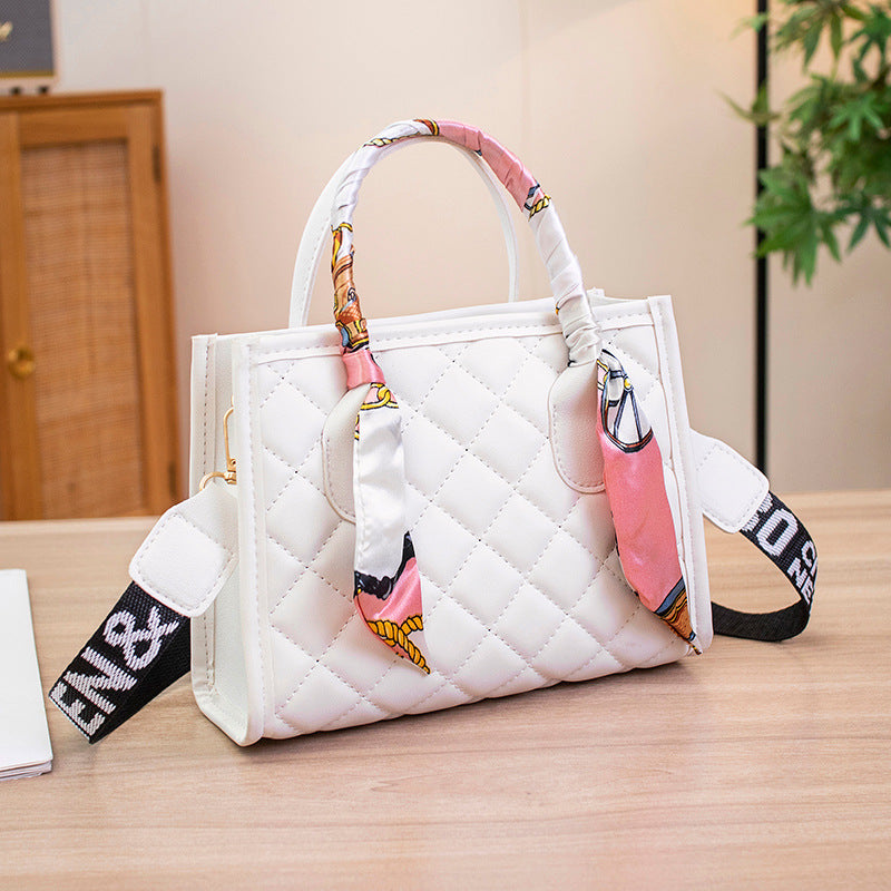 Women's Rhombus Embroidered Silk Scarf Girdle Letter Women's Messenger Bag
