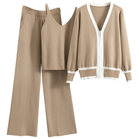 Women's Knitted Sling Three-piece European Goods Tide Suits