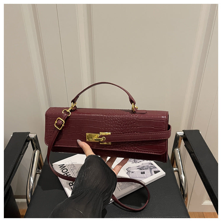 Women's Solid Color Retro Large Capacity Korean Lock